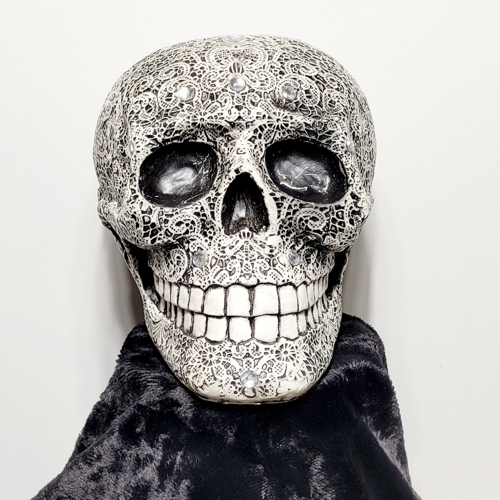 Day of the Dead Gothic Halloween Skull Laced & Jeweled